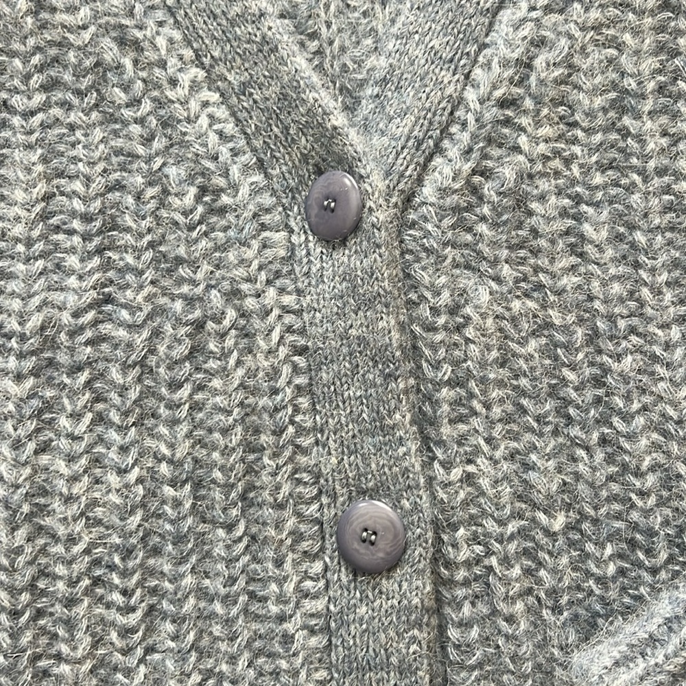 Sezane Blue Cropped V-Neck Button Cardigan - Picture 4 of 7